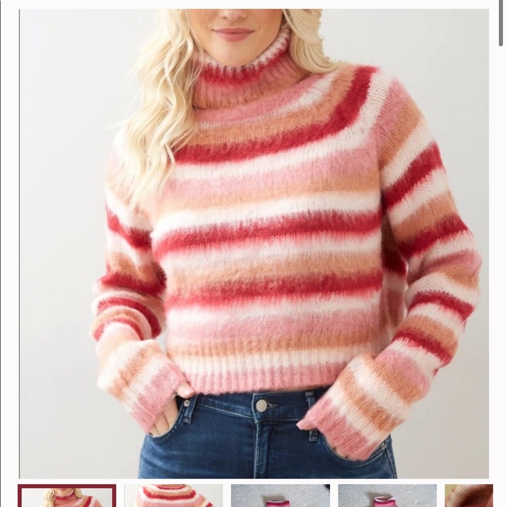 NWT Neely fuzzy stripped pink sweater